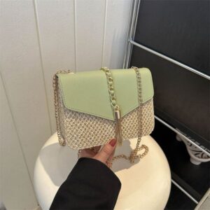 Free shipping, niche design new women's high-end, simple straw woven small square underarm bag, versatile single-shoulder crossbody bag 2025s hot