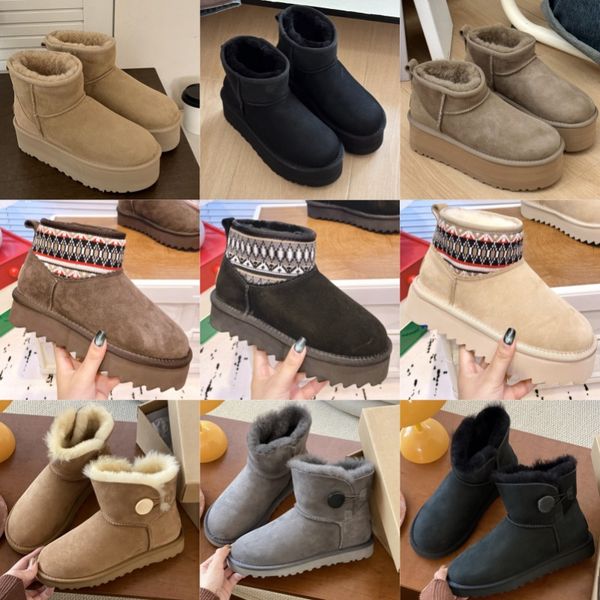 Luxury boots for women classic famous designer shoes Winter new wool thick soled cotton shoes non-slip outing snow boots comfortable warm solid color fashion shoes