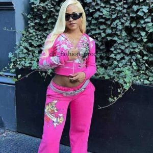 edhardyly Womens Tracksuit Pattern Letter Print Fashion edhardypants Sports Spring Summer Slim Short Zip Hooded Sweatshirt Casual Loose Sweatpants Two Piece t 825