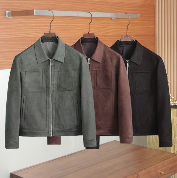 Designer Jacket 25 new suede classic letter embossed environmentally friendly leather lapel jacket