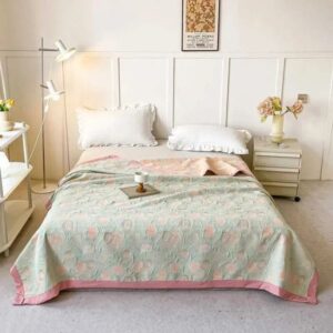 Bedding Sets 4Pcs Vintage French Printing Lace Ruffles Princess Set Milk Veet Warm Quilt Cover Bed Skirt Bedspread Pillowcases 220030