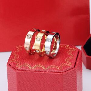 6 Diamonds love screw designer ring mens rings for women classic luxury jewelry women Titanium steel Alloy Gold-Plated Gold Silver Rose