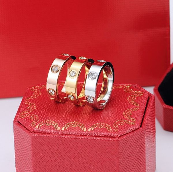 6 Diamonds love screw designer ring mens rings for women classic luxury jewelry women Titanium steel Alloy Gold-Plated Gold Silver Rose