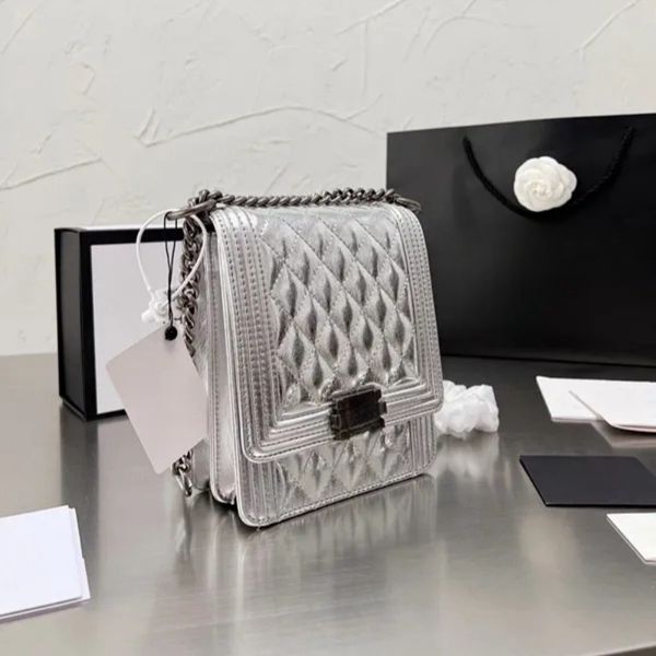 Designer chain bag women's original handbag top leather slant bag classic diamond new makeup bag purse