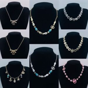 Designer Fashion Pendant Choker Necklaces Classic Gold Plated Bracelet Chain Necklace Brass Women Party Jewelry Gift