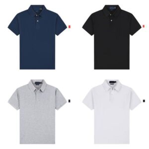 Fashion Lapel T Shirts for Men Designer Style Embroidered Detail Multi Color Tee Elegant Casual Short Sleeve Shirt Daily Wear