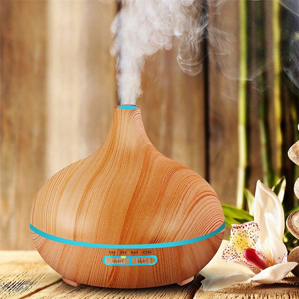 Cute Onion Shape Wood Grain Humidifier Desktop Aroma Diffuser Smart Remote Control Fragrance Mist Fog Spraying Bedroom Bathroom Air Freshener Aromatherapy