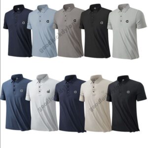alocardio 5A Quality Men's Outdoor Fitness Polo Shirt – Short Sleeve with Ice Silk Fabric Available in Black Gray Brown Navy Blue White