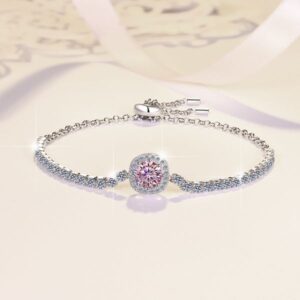 S925 pure silver morganite bracelet – adjustable full star-shaped colored diamond wristband – women's luxurious and exquisite jewelry accessory