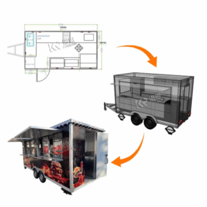 Customized Food Truck Pizza Restaurant Fully Equipped Ice Cream Coffee Kiosk Concession Catering Food Trailer with Full Kitchen