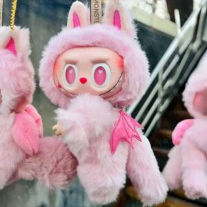 New V3 Children's Toys 2025 Hot Copy 1 Monster Labubu Series Pink Angel Zimomo Handmade Facial Doll Pendant Kawaii Desktop Toy Customized Gift 0fb