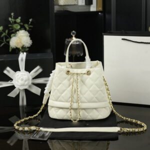 Bucket Bag Designer Women Mini Shoulder Bag 22cm Caviar Leather Ribbed Gold Hardware Metal Matelasse Chain Hand Crossbody Bag Makeup Bags Dinner Dress Sacoche Purse