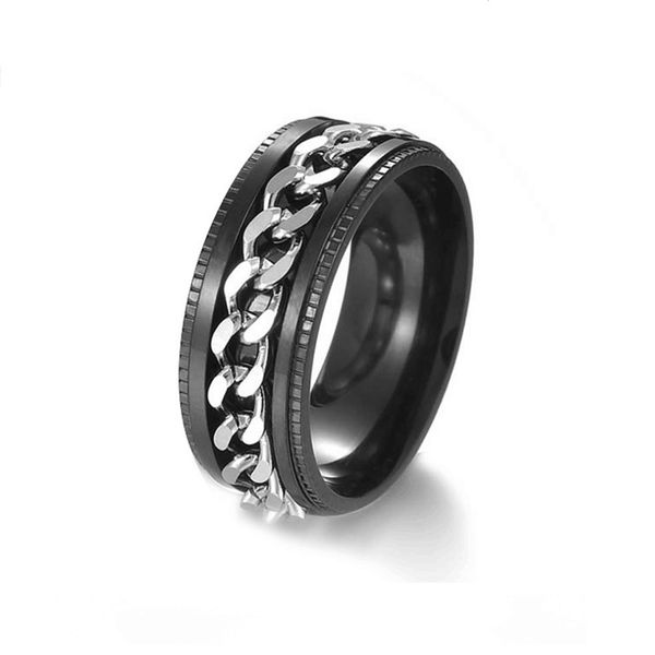 Men Simple Ring Stainless Steel Couple Ring Silver Gold Chain Ring Finger Ring Jewelry Wholesale Size 6-13