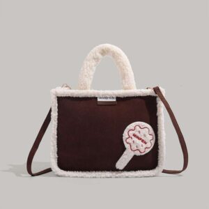 2024 Winter Handheld Plush Tote Lamb Wool Mother Two Piece Set Small Square Cross Shoulder Bag
