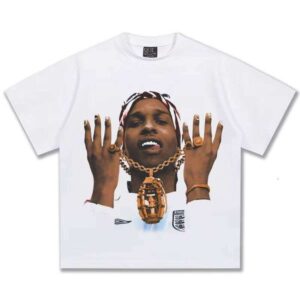 Clothing Manufacturer Plus Size Printed Letter Asasprocky 100% Cotton Short Sleeve 300g Crew Neck T-Shirt