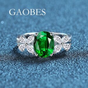 S925 Sterling Silver Minimalist Blue and Green Gemstone Ring, Elegant Korean Style Jewelry for Women, Luxury Fashion Ring