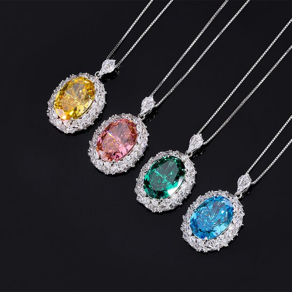 S925 Silver Vintage Fashion High-Carbon Diamond Pigeon Egg Pendant, 13x18mm Luxurious Design, Exquisite Women's Jewelry, Perfect Gift Choice