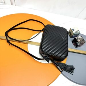 Tote Designer Women's Bag Crossbody 23cm Black wavy Italian cowhide black sier button camera bag and box 05