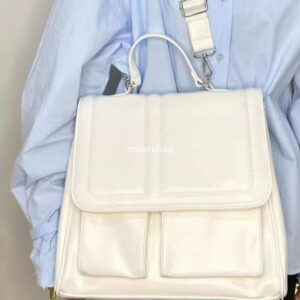 High quality niche design new original student party class commuting milk white backpack versatile diagonal cross bag hand in hand carrying bag