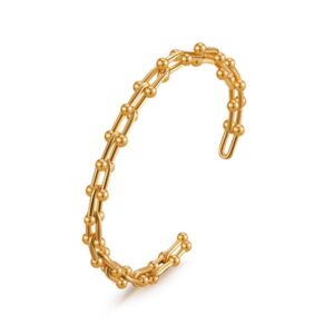 Metallic horseshoe chain design simple bracelet cool style hollowed out design niche personality bracelet