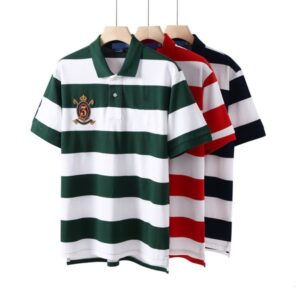 Men Casual T Shirt Designer Style Small Horse Embroidery Lapel Neck Solid Color Tee Short Sleeve Classic Daily Wear