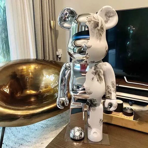 Novelty Items Bearbricks 400% 1000 Cyberpunk Daft Punk Joint Bright Face Violation Collection Decorated Grizzly Bear Statue Mo2403