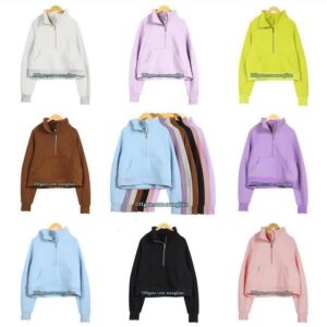 Women Yoga Hoodie Comfortable Half-Zip Pullover Sweatshirt Stylish Line Decoration FitnessGym Workouts Training Sportswear Activewear Jacket Autumn and Winter