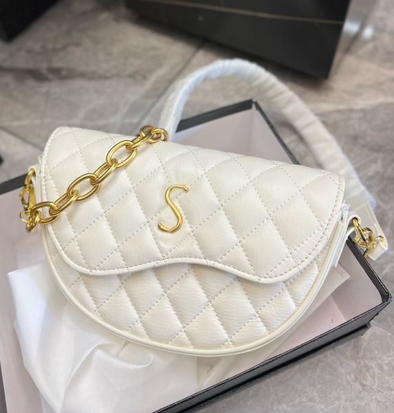Luxury designer bag Womens chain shoulder bags Fashion classic plaid underarm handbag with shoulder strap semicircle cross body Bags