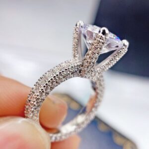 5CT D Color VVS1 Moissanite 925 Sterling Silver Engagement Wedding Ring,Luxury handmade personalized full circle little simulation diamond ring