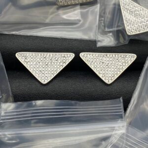 Luxury Brand Letters Earrings Triangle Stud 18K Gold Plated Women Crystal Rhinestone Earring Wedding Party Jewerlry