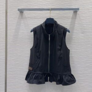 original design female Stand-up collar Vest fashion womens highend brand Zipper Vest high quality women luxury Solid color Vest