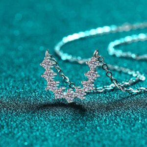 Chic & Durable Women's Neckwear: Genuine Moissanite Gemstone Suspended by Robust Sterling Silver Chain