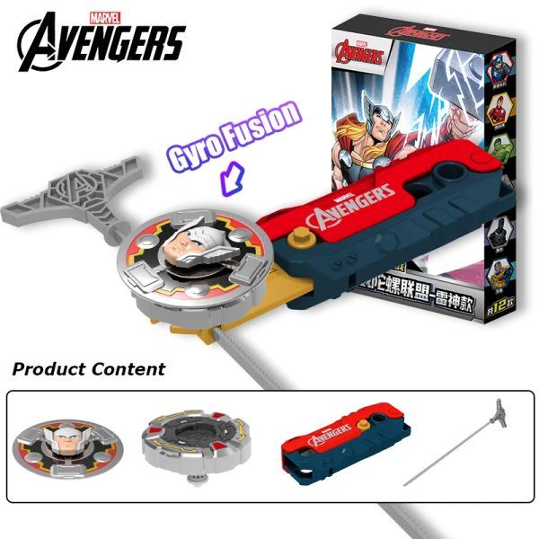 Marvel Avengers Thor Style Beyblade Battle Game Beyblade Launcher 4PCS Fidget Spinner Movie Peripheral Toy Set Boys Boys Birthday Gifts Collectible Toy