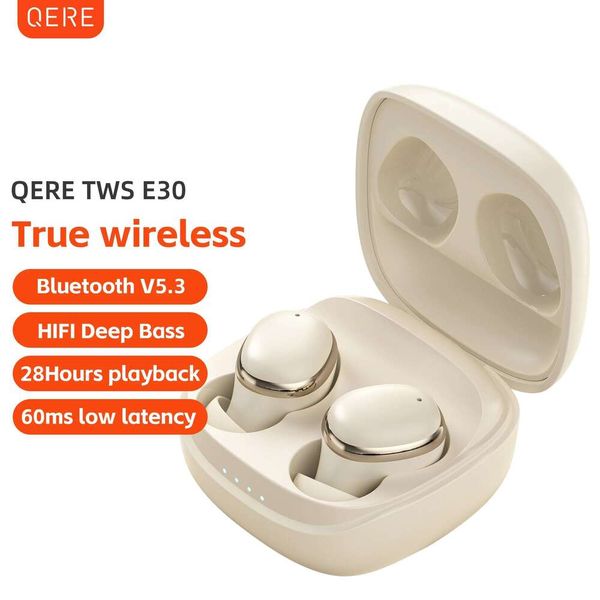 Wireless Headphones, QERE E30, TWS Bluetooth 5.3,HD Microphone,HIFI Earphones,13mm Driver,60ms Low Latency,