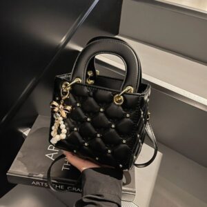 Small women's small square fashion dia check pearl shoulder crossbody bag 2025