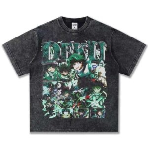 Clothing Manufacturer Midoriya Izuku Printed Short Sleeve 230g 100% Cotton Washed T-Shirt