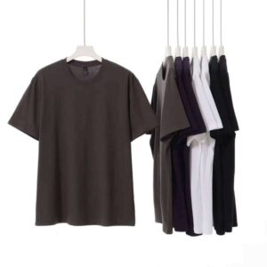 Clothing Manufacturer New Summer Collection Solid Color Simple 200g 100% Cotton Men's Short Sleeve T-Shirt