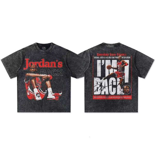 IM Back Star 300g Heavyweight Cotton Short Sleeve Casual Loose Small Round Neck Printed T-Shirt