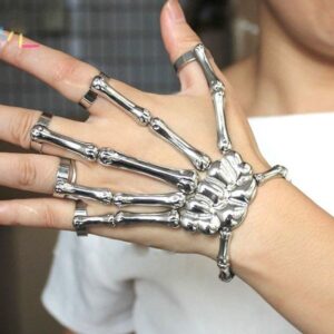 European and American Popular Halloween Punk Exaggerated Ghost Hand Skeleton Retro Texture Cross-border Finger Bracelet