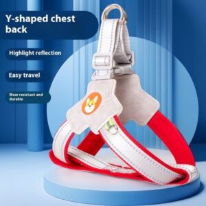 Dog traction vest type pet firewood corgi reflective explosion-proof flush walking dog rope chest strap