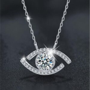 925 Silver Evil Eye Moissanite Pendant Necklace for Women Sparkling Protection Jewelry Minimalist Choker Gift for Her