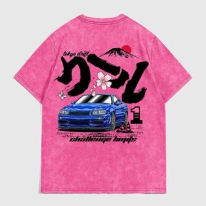 Red Washed Short Sleeve T-Shirt Unisex Trendy Loose Fit Pure Cotton Top