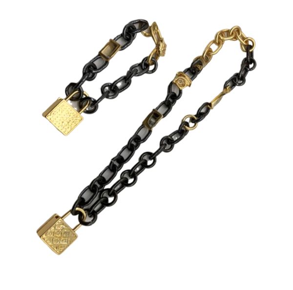 Women Men Designer Hip Hop Men Punk Necklace Bracelet Jewelry Set Letter Cuban Chain Thick Luxury Designer Bracelet Unisex Classic Wedding Gifts