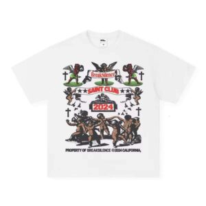 Angel Club American Style Printed Short Sleeve Small Collar Cross-Border Pure Cotton Unisex T-Shirt