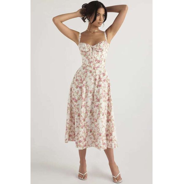DHEssentials Women's Printed Sexy Dress, High Open Elegant Off Shoulder Long Skirt, Backless Tight Summer Outfit, Front Yard