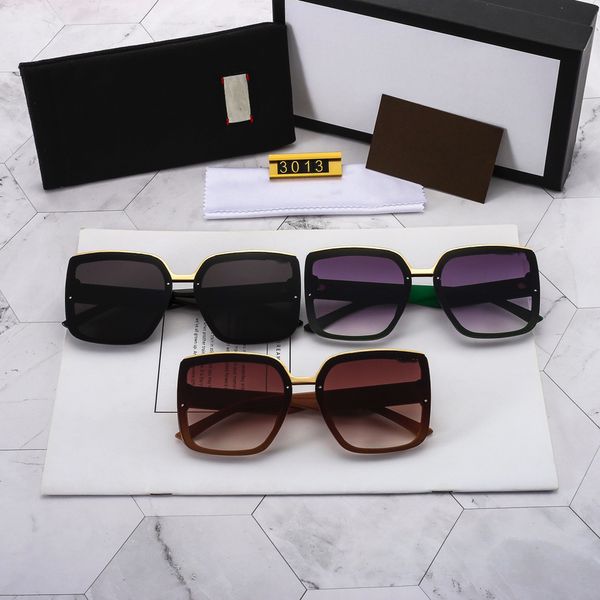 Fashion Sunglasses Man Woman Luxury Sun Glasses Rectangle Goggle Adumbral 3 Color Full Frame with gift box #3013