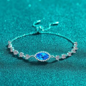925 Sterling Silver Adjustable Moissanite Bracelet with Platinum Plating, Heart Design with CZ Crystals, Perfect Gift for Women