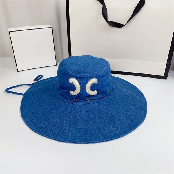 5 Color Designer Bucket Hat Casquette Womens Mens Fashion Big Denim Bucket Hats Designers Caps Hats Baseball Cap Sunhat Summer Beach Hat