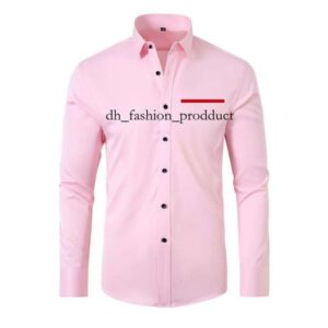 praded Designer men's shirt classic prafa men's long sleeved padel T-shirt men's polo shirt men's business casual shirt luxurious fabric simple style 490