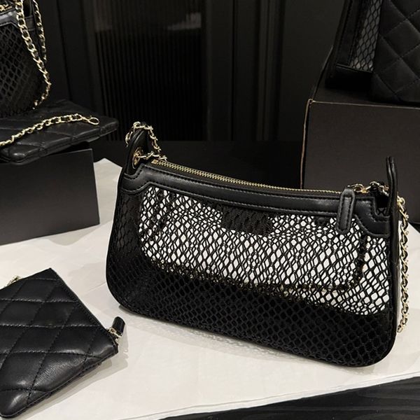 25s Gauze Bag Makeup Bag Designer Ladys Shoulder Bags Hollowed-Out Gold Hardware Metal Buckle Matelasse Chain Handbag Crossbody Sacoche Wallet Card Bags 26X15CM